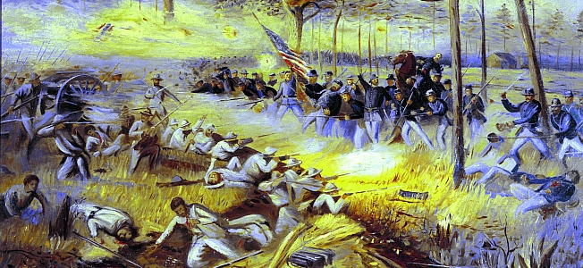 652x300 On They Came Like An Angry Flood The Battle Of Chickamauga - Battle Of Chickamauga Painting