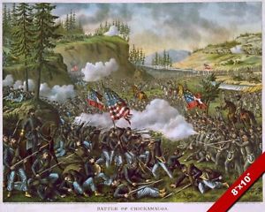 300x240 Us Civil War Battle Of Chickamauga Ga Oil Painting Art Real Canvas - Battle Of Chickamauga Painting