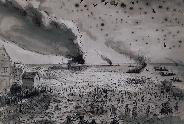 600x405 The Retreat To Dunkirk, May 1940, The Beaches, H.q 1st Corps - Battle Of Dunkirk Painting