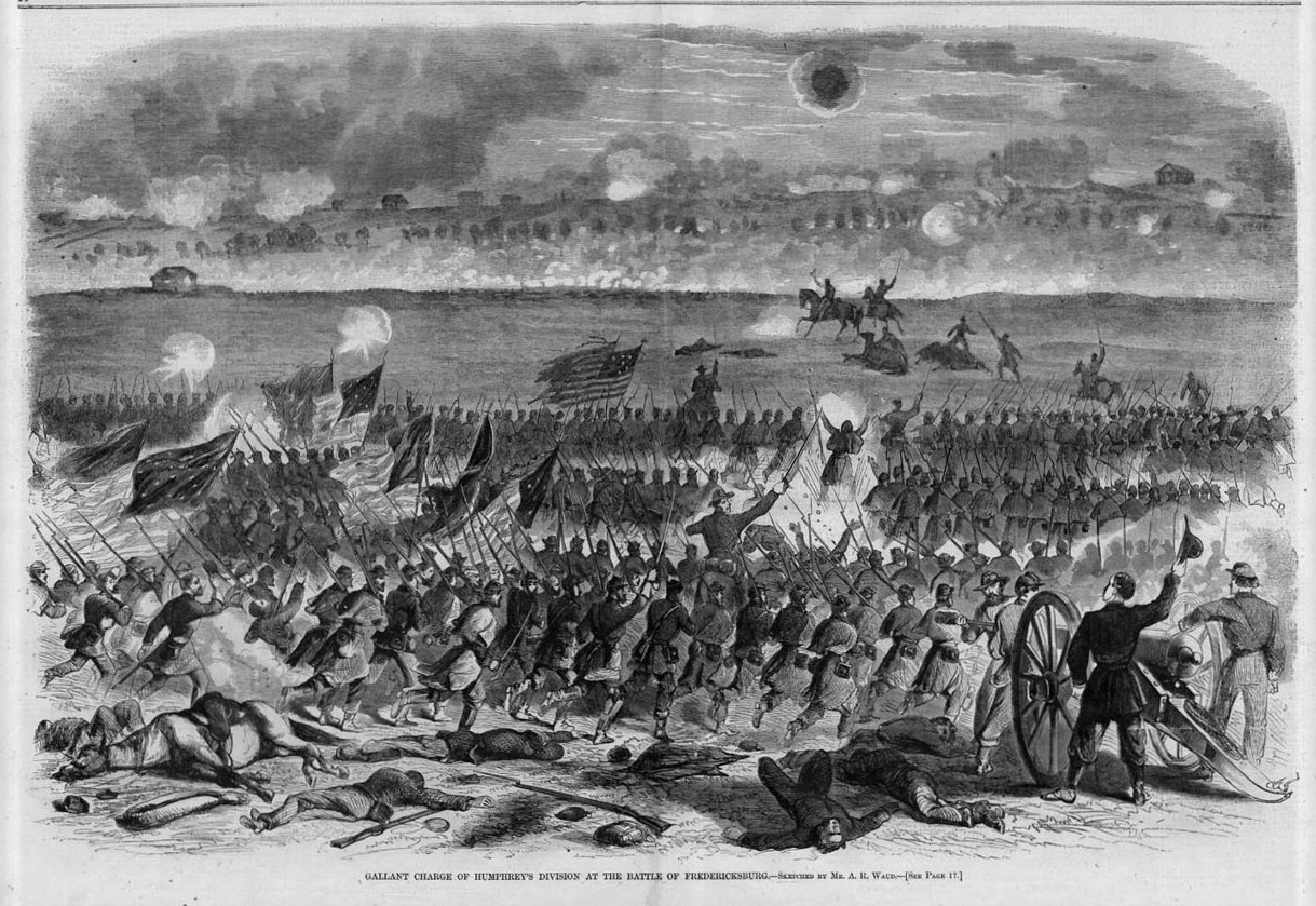 1219x839 Civil War Charge Humphrey's Division Soldiers Flags Battle - Battle Of Fredericksburg Painting