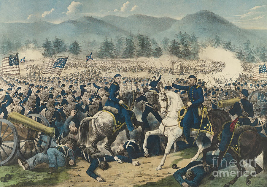 900x630 The Battle Of Gettysburg Painting By Currier And Ives - Battle Of Gettysburg Painting