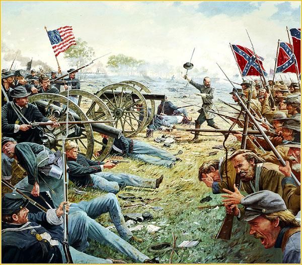 600x525 Pickett's Charge Armistead's Brigade Civil War Art - Battle Of Gettysburg Picketts Charge Painting