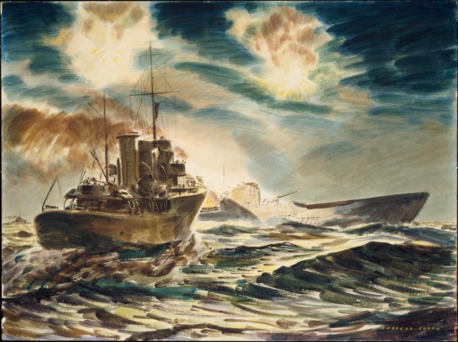 660x493 Night Action Off Guadalcanal Hms Kiwi And Submarine' Second - Battle Of Guadalcanal Painting