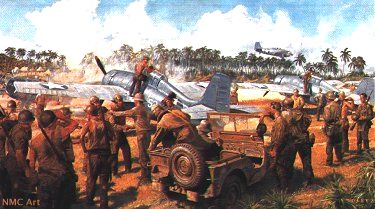 375x209 Paintings - Battle Of Guadalcanal Painting