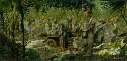 410x198 The Crossing The 132nd Infantry Regiment On Guadalcanal - Battle Of Guadalcanal Painting