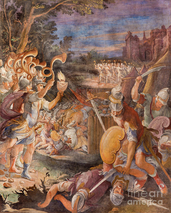 599x746 The Fresco The Battle Of Jericho By Tarquinio Ligustri Poster By - Battle Of Jericho Painting