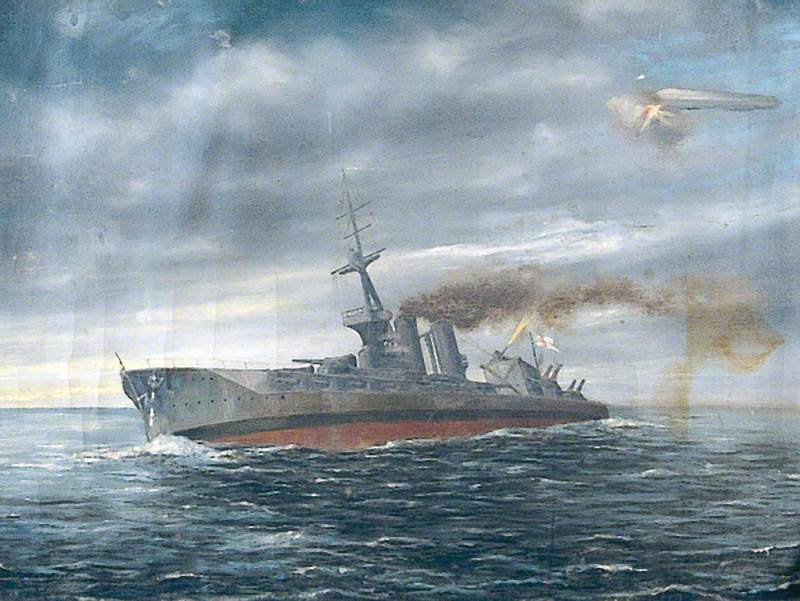 800x601 Hms Marlborough Limping Home From The Battle Of Jutland. Painting - Battle Of Jutland Painting