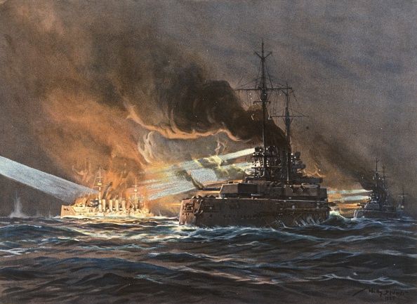 594x433 Paintings World War I Battle Jutland Destruction - Battle Of Jutland Painting