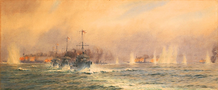 850x351 The Battle Of Jutland Destroyers Unleashed As Hms Queen Mary - Battle Of Jutland Painting