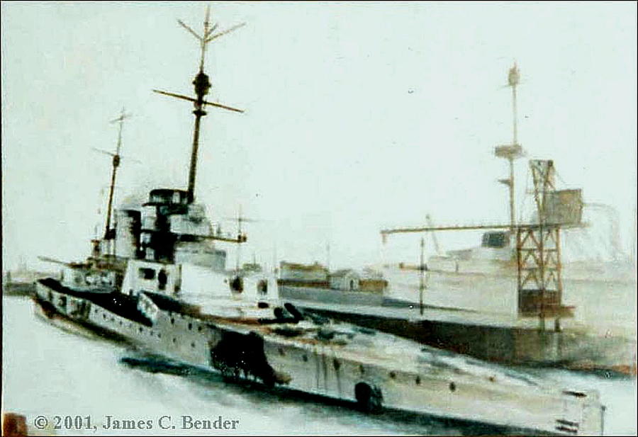 900x617 German Battle Cruiser Seydlitz After Jutland Painting By James Bender - Battle Of Jutland Painting