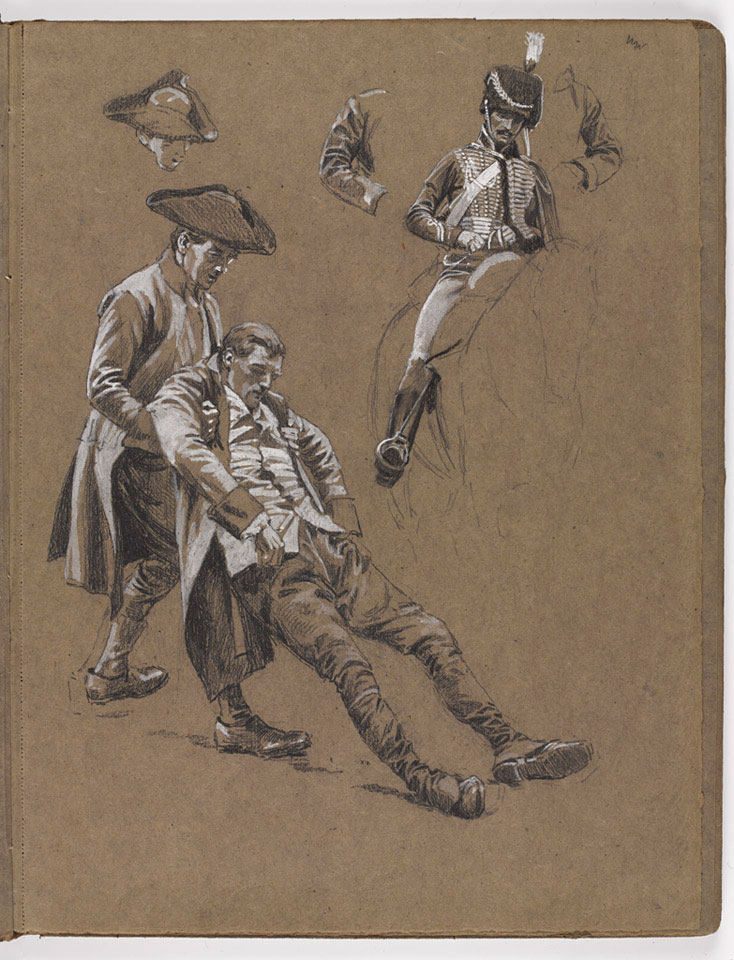 734x960 Study For The Oil Painting, - Battle Of Lexington Painting