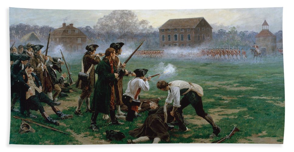 967x500 The Battle Of Lexington, 19th April 1775 Beach Towel For Sale By - Battle Of Lexington Painting