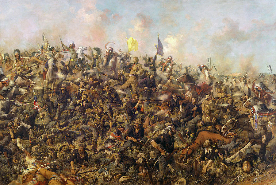 900x602 Custer's Last Stand From The Battle Of Little Bighorn Painting By - Battle Of Little Bighorn Painting