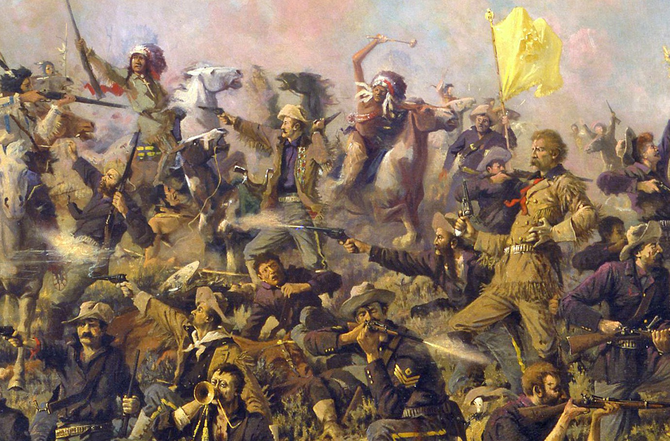 1379x909 Illustrations Of Custer's Last Stand Show U.s. History - Battle Of Little Bighorn Painting