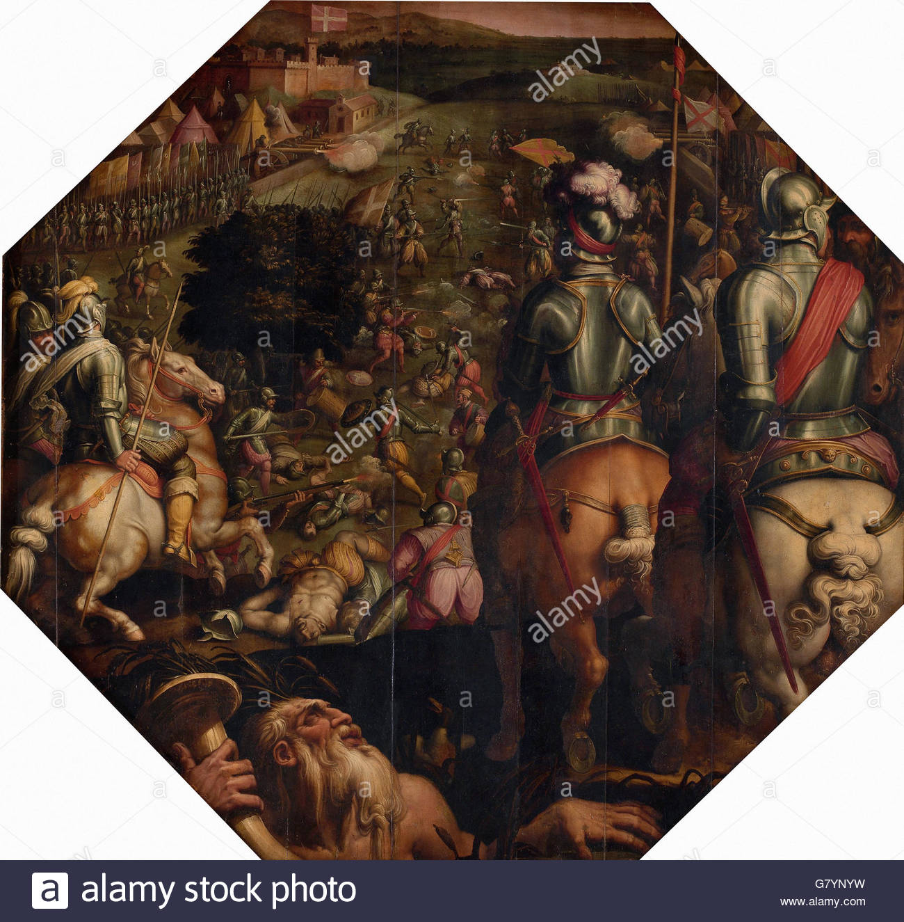 1300x1325 Giorgio Vasari - Battle Of Marciano Painting