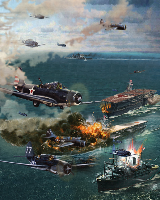 518x648 Midwayd Day Pacific Paratrooper - Battle Of Midway Painting