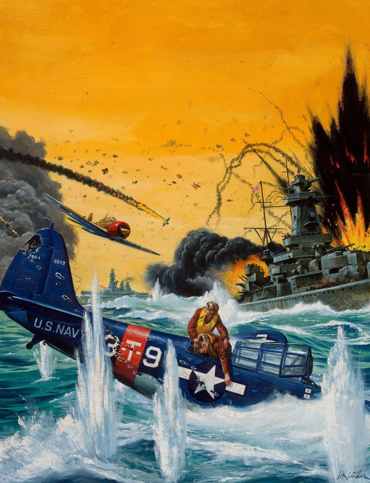 1227x1600 Painting Of Torpedo 8's Fate, Battle Of Midway, June, 1942 - Battle Of Midway Painting