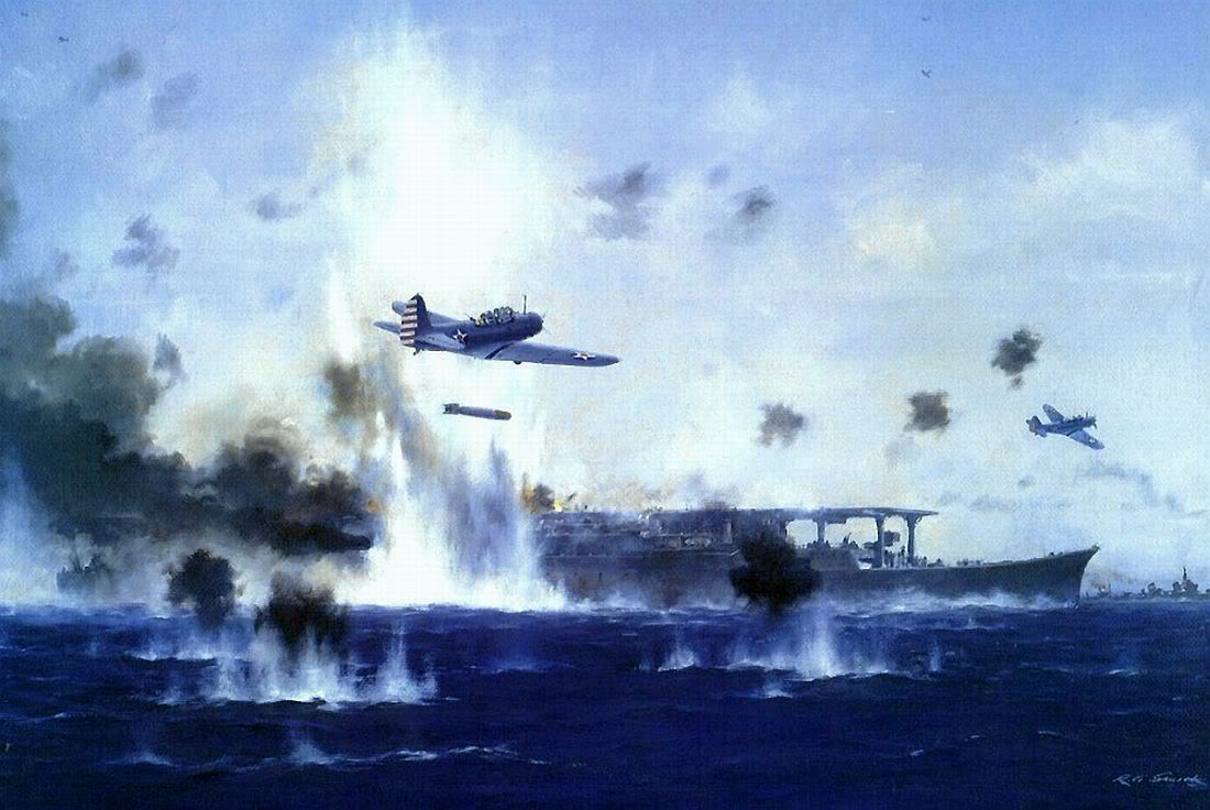 1100x736 Tri Village Rc Gallery World War Ii Photos - Battle Of Midway Painting