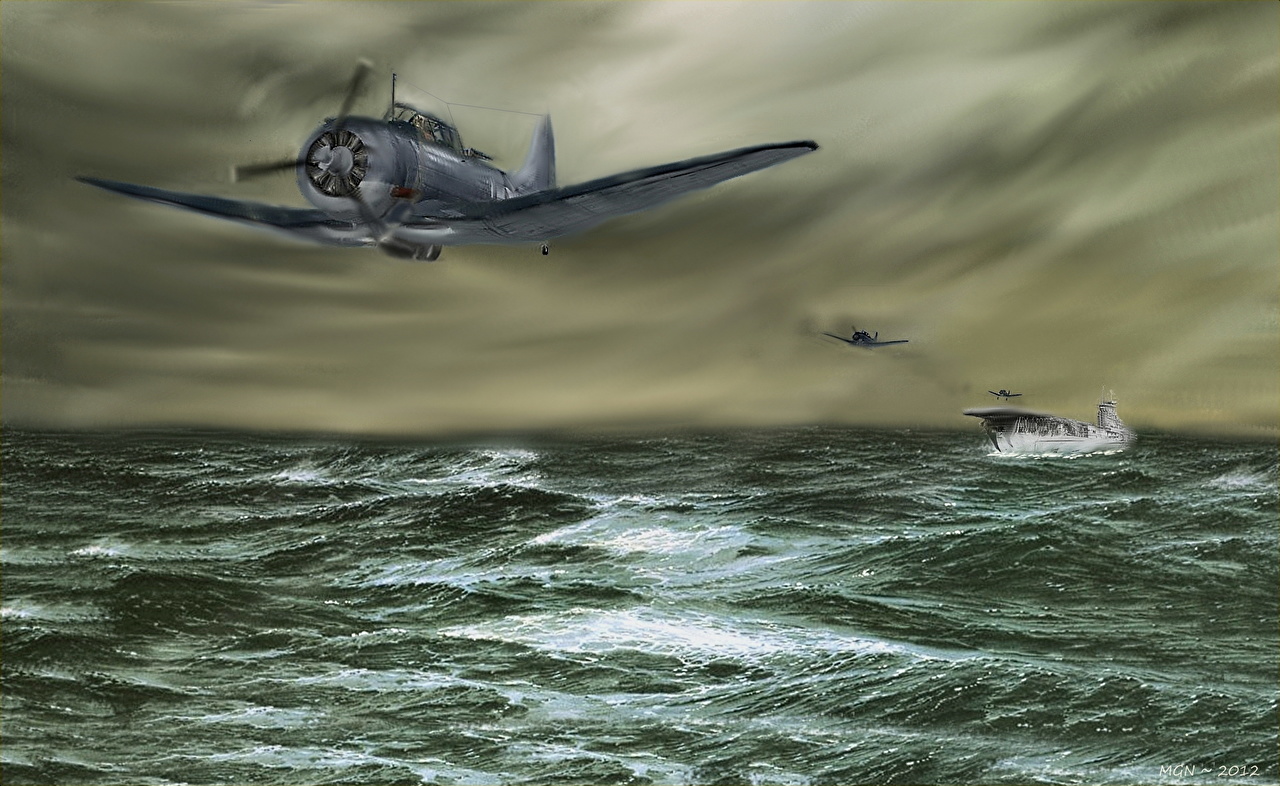 1280x786 Wallpapers Airplane Aircraft Carrier The Vb 6 Pilots From The Uss - Battle Of Midway Painting