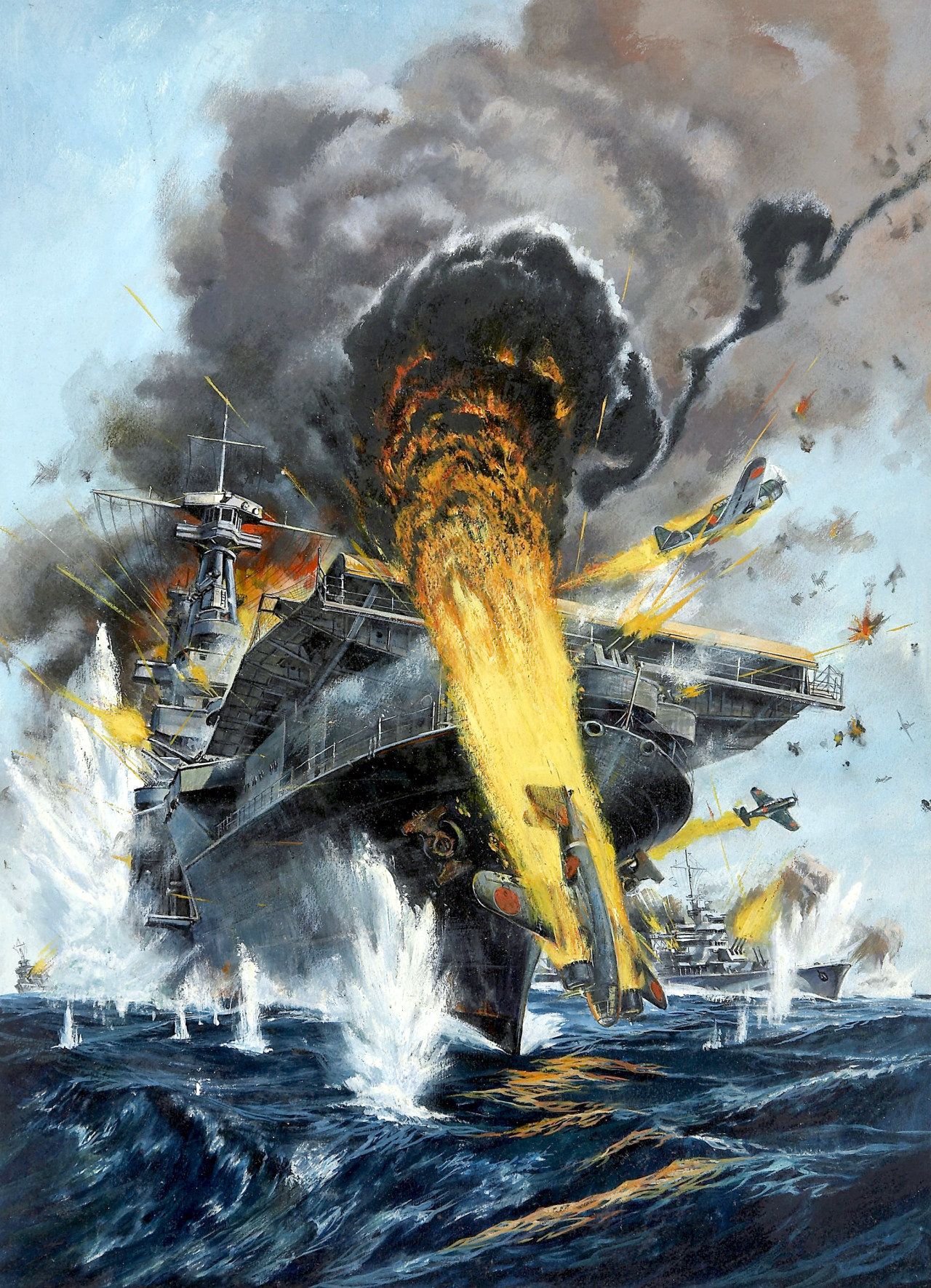 1280x1771 Battle Of Midway Ww2 War Art Military, Military - Battle Of Midway Painting