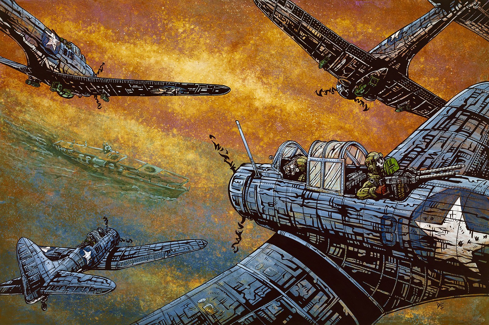 1600x1063 Battle Of Midway By David Lozeau Day Of The Dead - Battle Of Midway Painting