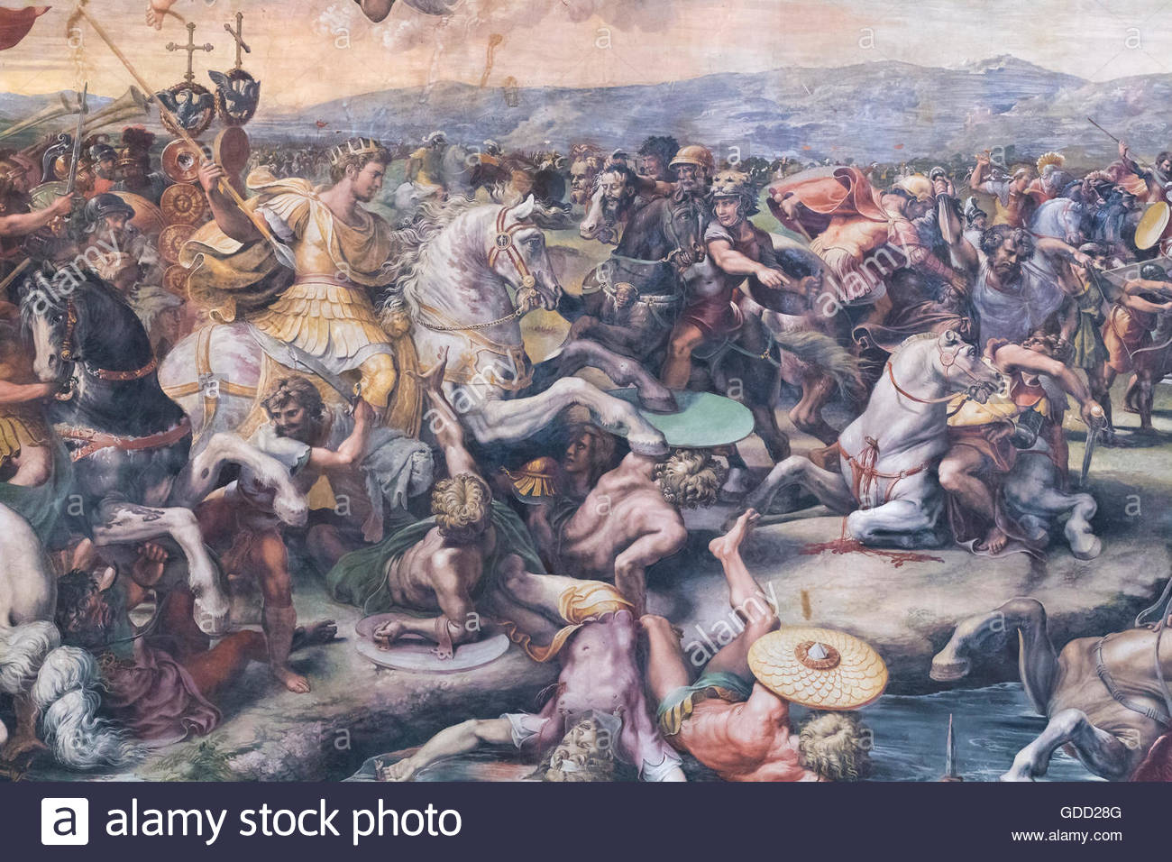 1300x956 Battle Of Milvian Bridge, Detail, Room Of Constantine, - Battle Of Milvian Bridge Painting
