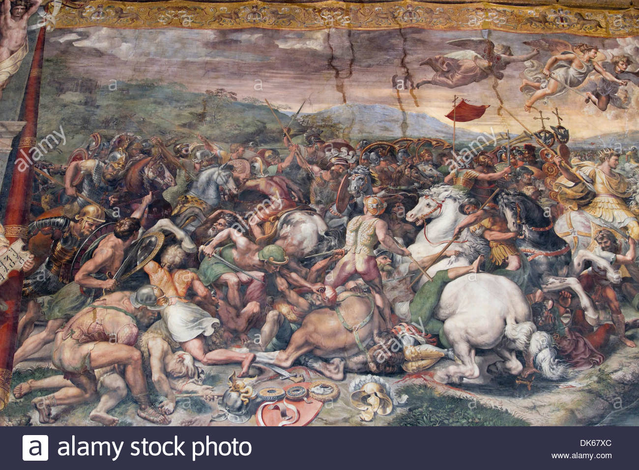 1300x956 Detail From The Battle Of The Milvian Bridge, A Fresco Designed By - Battle Of Milvian Bridge Painting