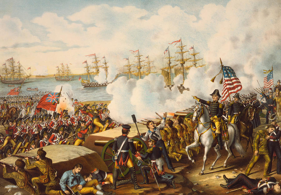 900x625 The Battle Of New Orleans Painting By American School - Battle Of New Orleans Painting