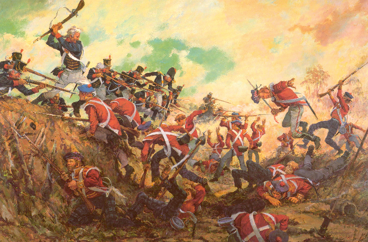 736x485 Painting By Col Charles H Waterhouse Usmcr Repulse - Battle Of New Orleans Painting