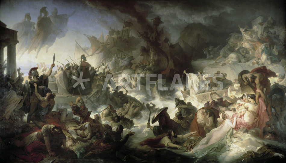 950x541 Sea Battle Of Salamis Kaulbach186264 Picture Art Prints - Battle Of Salamis Painting
