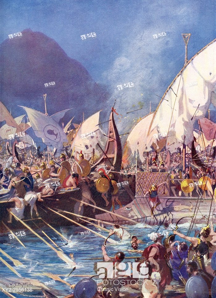 700x967 The Battle Of Salamis, A Naval Battle Fought Between An Alliance - Battle Of Salamis Painting