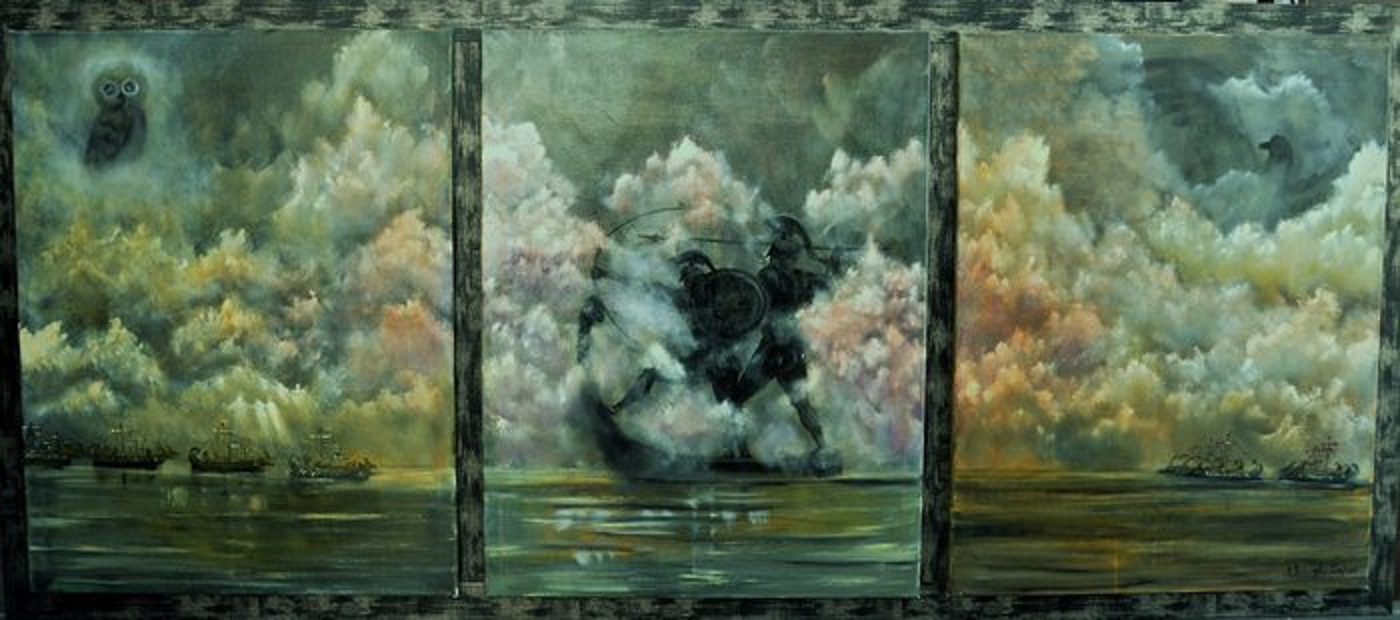 1400x620 The Battle Of Salamis Athenianvoice - Battle Of Salamis Painting