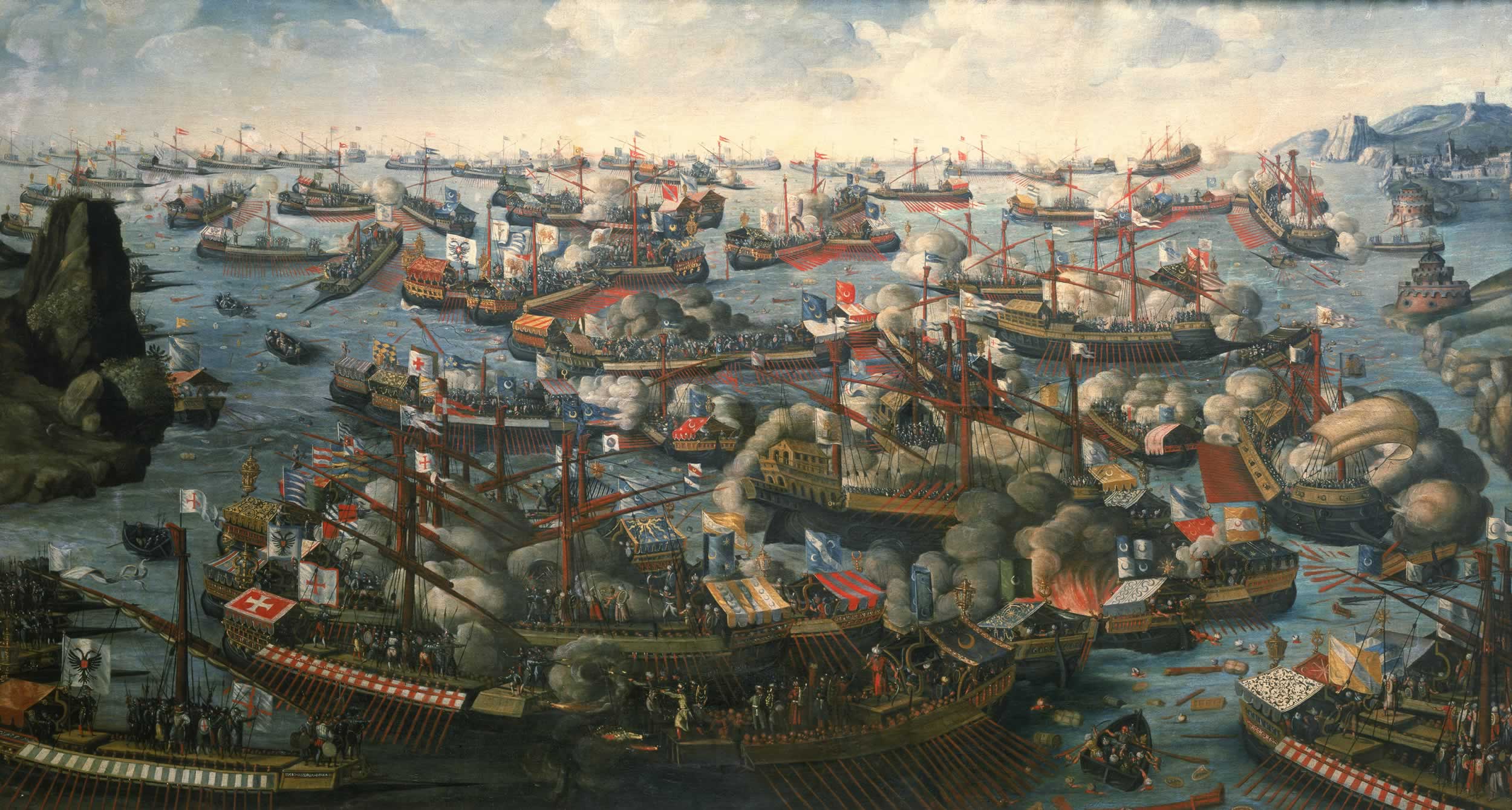 2500x1341 Battle Of Lepanto - Battle Of Salamis Painting