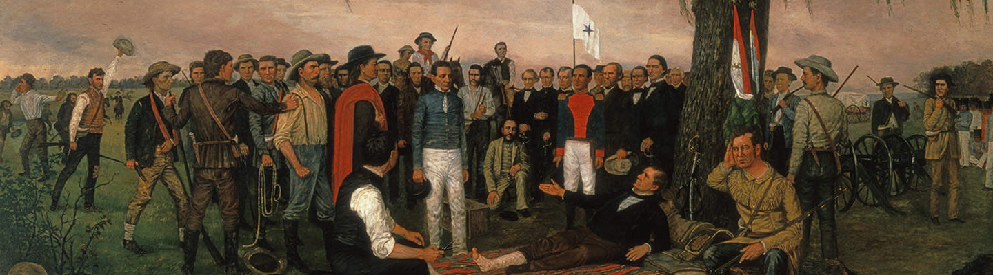 1440x400 Painting, The Surrender Of Santa Anna By William Henry Huddle - Battle Of San Jacinto Painting