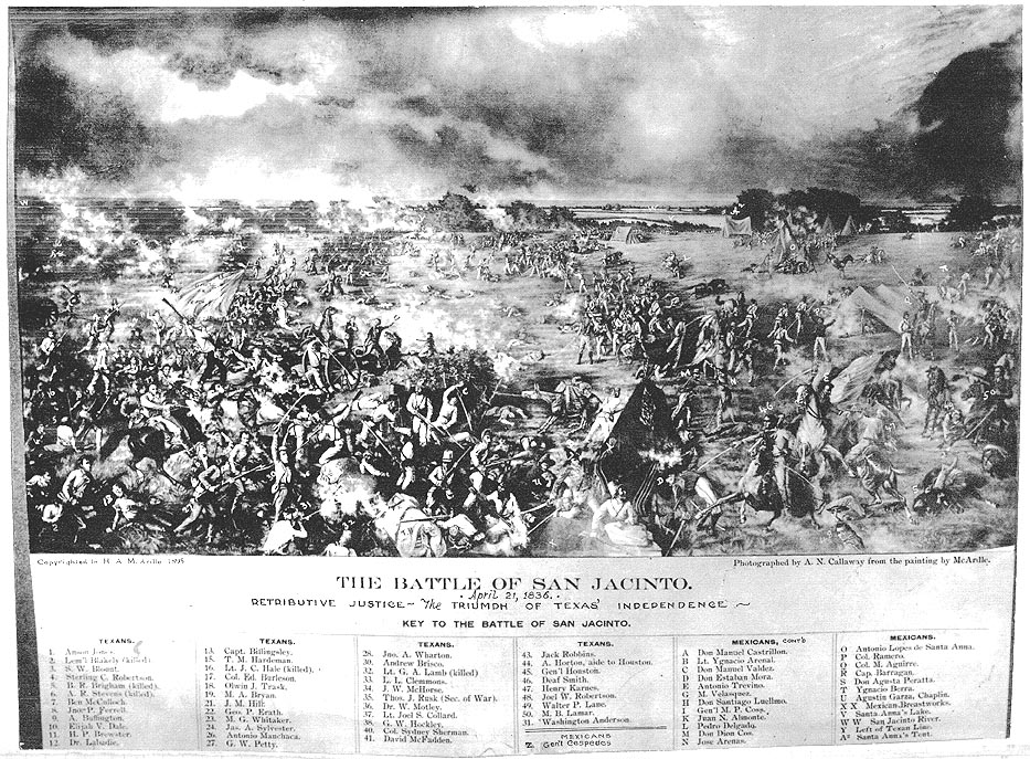 933x687 Picture And Key For The Battle Of San Jacinto Tslac - Battle Of San Jacinto Painting