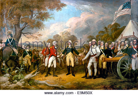 450x314 Surrender Of General Burgoyne By John Trumbull, 1821 Stock Photo - Battle Of Saratoga Painting