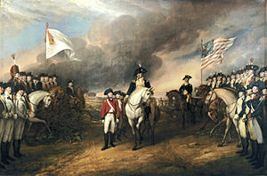 300x198 Surrender Of Lord Cornwallis - Battle Of Saratoga Painting
