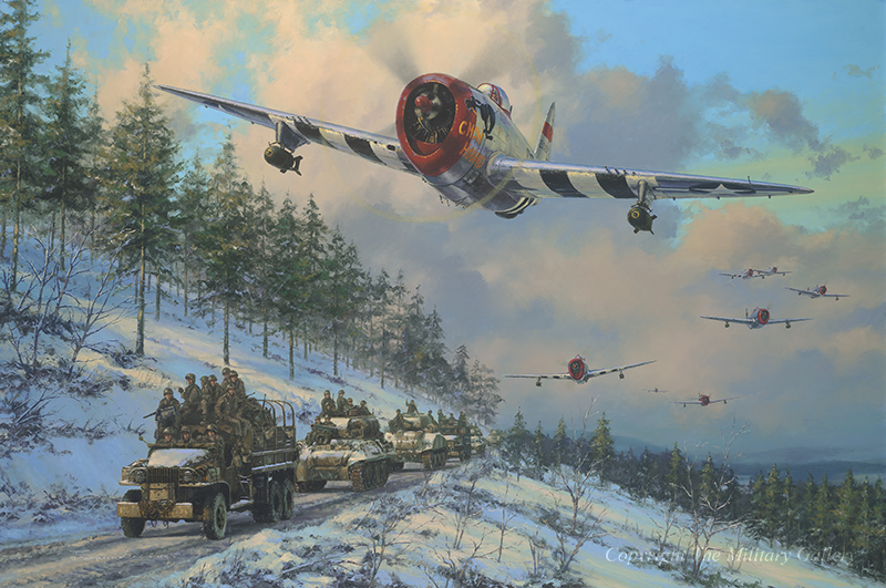 800x531 Thunder In The Ardennes Merlin Aviation Art - Battle Of The Bulge Painting