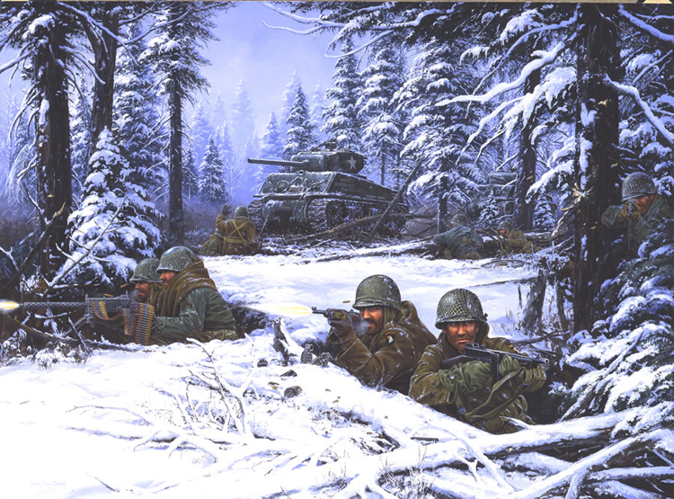 750x555 The Historic Art Of John Paul Strain - Battle Of The Bulge Painting