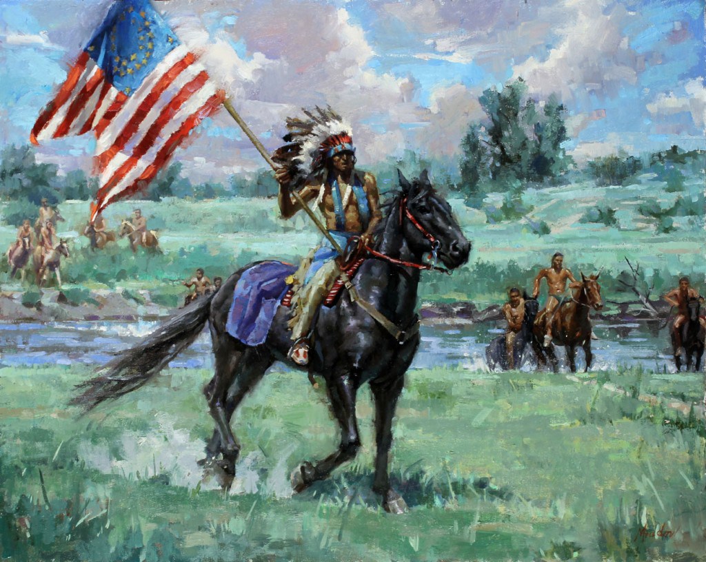 1024x816 Capture The Flag, Battle Of Little Bighorn By Meadow Gist - Battle Of The Little Bighorn Painting