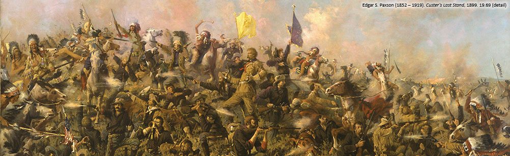 1002x306 Edgar S. Paxson - Battle Of The Little Bighorn Painting
