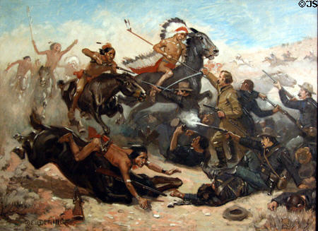 450x327 Painting Of Battle Of Little Big Horn By E.w. Deming - Battle Of The Little Bighorn Painting