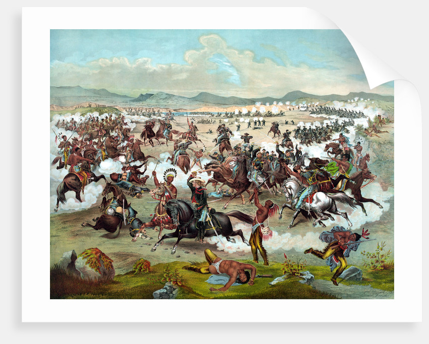 850x682 Vintage Military Print Of The Battle Of Little Bighorn. Posters - Battle Of The Little Bighorn Painting