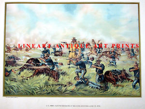 300x225 Battle Of Little Bighorn Custer's Last Stand ~ Antique 1899 - Battle Of The Little Bighorn Painting