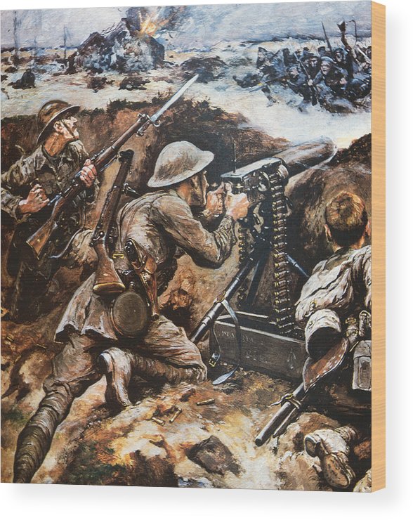 588x740 First Battle Of The Somme Wood Print By Stanley L Wood - Battle Of The Somme Painting