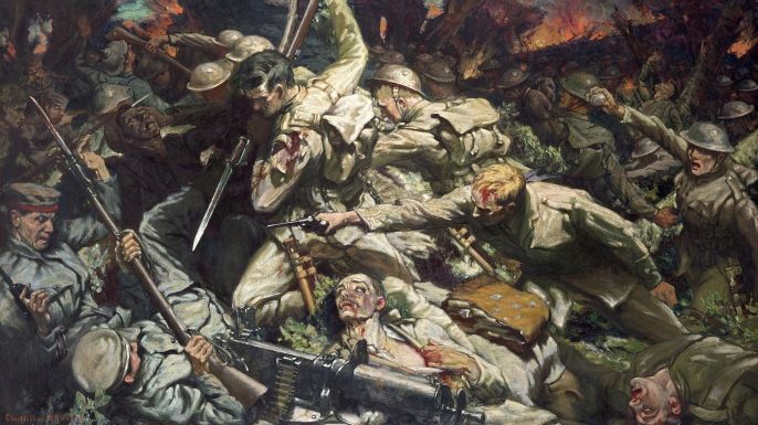 686x385 Painting Depicting A Welsh Unit - Battle Of The Somme Painting