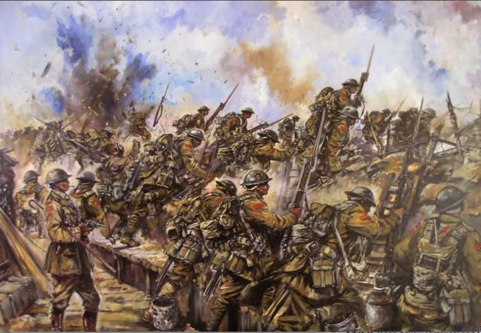 700x486 The Somme Over The Top - Battle Of The Somme Painting