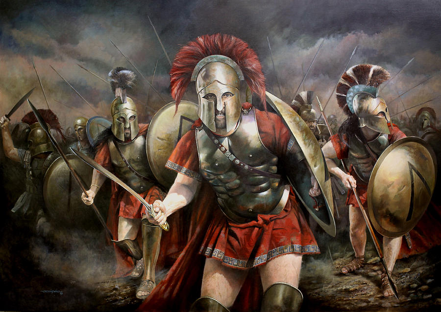 900x638 The Hot Gates Painting By Chris Collingwood - Battle Of Thermopylae Painting