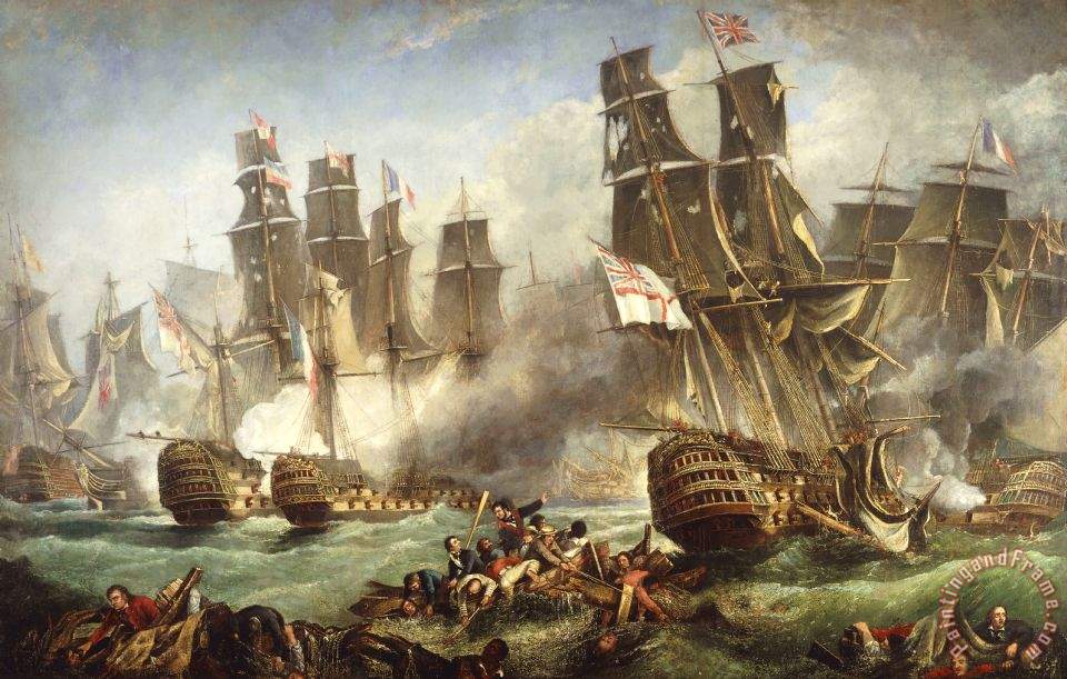 960x611 English School The Battle Of Trafalgar Painting - Battle Of Trafalgar Painting