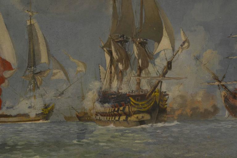 768x513 Oil Painting Depicting The Battle Of Trafalgar For Sale - Battle Of Trafalgar Painting